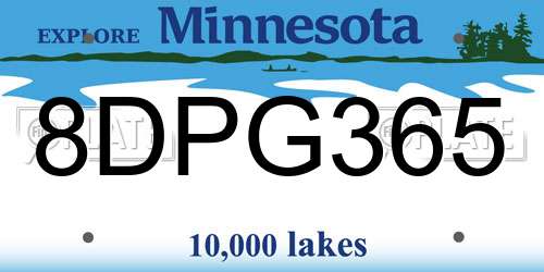 8DPG365 Minnesota License Plate
