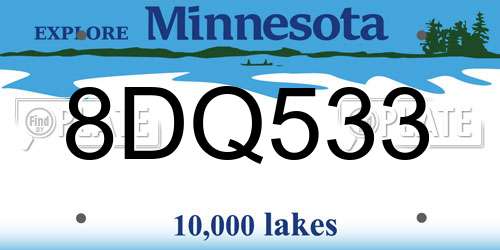 8DQ533 Minnesota License Plate