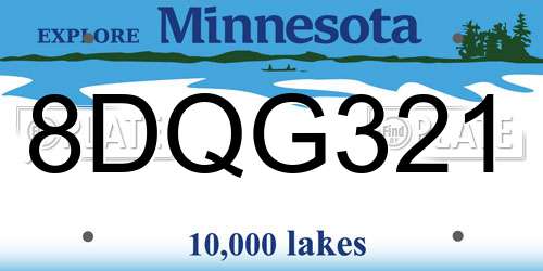 8DQG321 Minnesota License Plate