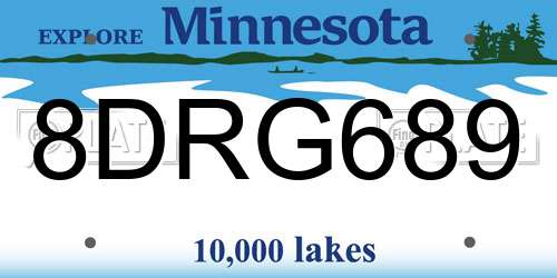 8DRG689 Minnesota License Plate