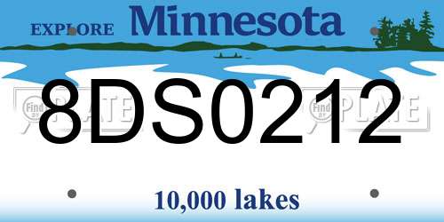8DS0212 Minnesota License Plate