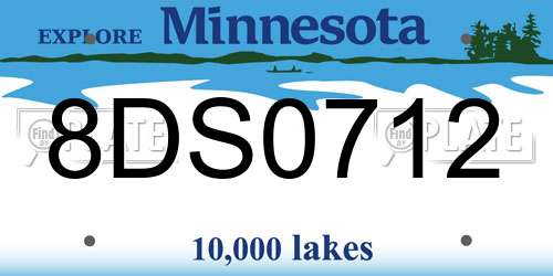 8DS0712 Minnesota License Plate