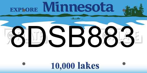 8DSB883 Minnesota License Plate
