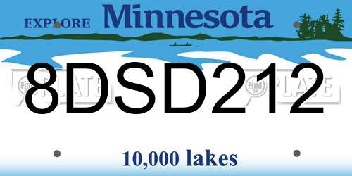 8DSD212 Minnesota License Plate