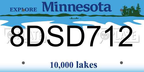 8DSD712 Minnesota License Plate