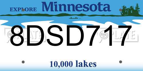 8DSD717 Minnesota License Plate