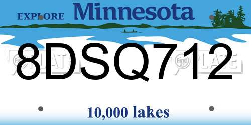 8DSQ712 Minnesota License Plate
