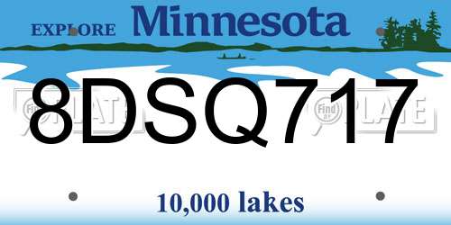 8DSQ717 Minnesota License Plate