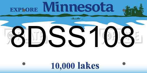 8DSS108 Minnesota License Plate