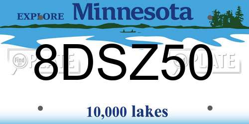 8DSZ50 Minnesota License Plate