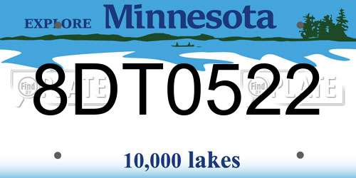 8DT0522 Minnesota License Plate