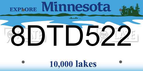 8DTD522 Minnesota License Plate