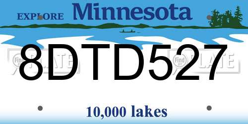 8DTD527 Minnesota License Plate