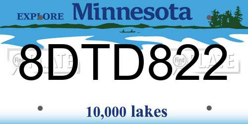 8DTD822 Minnesota License Plate