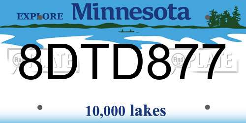 8DTD877 Minnesota License Plate