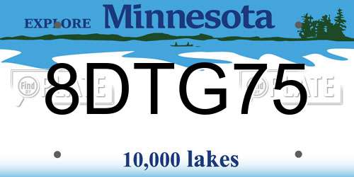 8DTG75 Minnesota License Plate