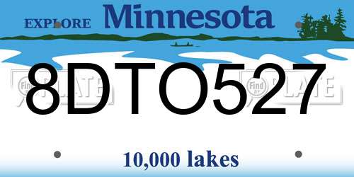 8DTO527 Minnesota License Plate