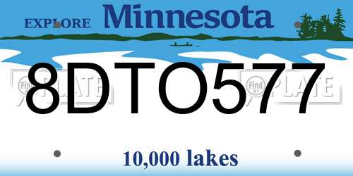 8DTO577 Minnesota License Plate