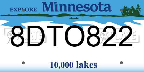 8DTO822 Minnesota License Plate