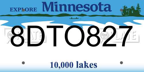 8DTO827 Minnesota License Plate