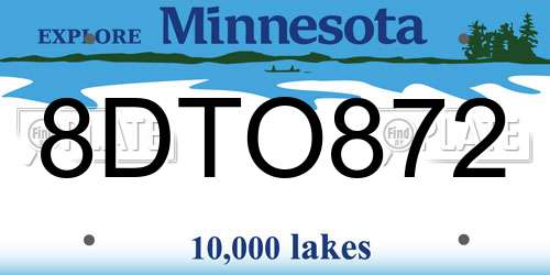 8DTO872 Minnesota License Plate