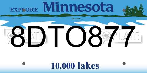 8DTO877 Minnesota License Plate