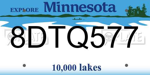 8DTQ577 Minnesota License Plate