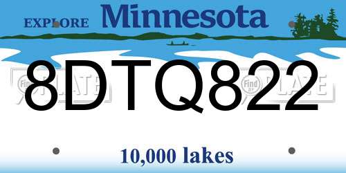 8DTQ822 Minnesota License Plate