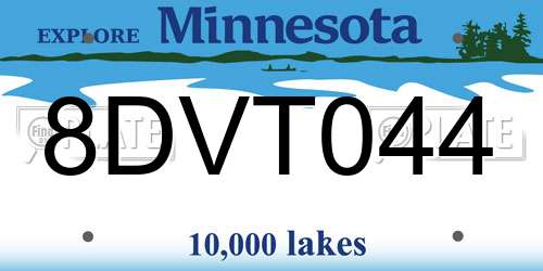 8DVT044 Minnesota License Plate