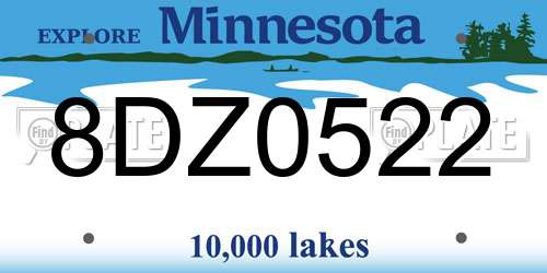 8DZ0522 Minnesota License Plate