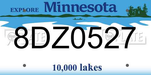 8DZ0527 Minnesota License Plate