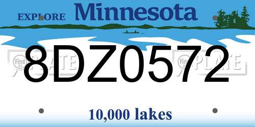 8DZ0572 Minnesota License Plate