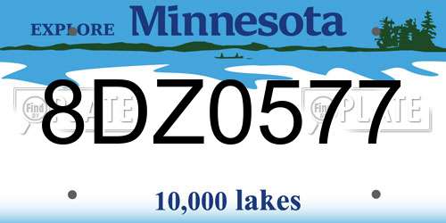 8DZ0577 Minnesota License Plate
