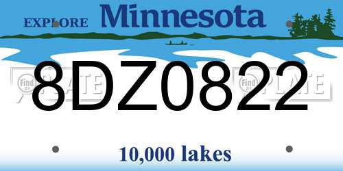 8DZ0822 Minnesota License Plate