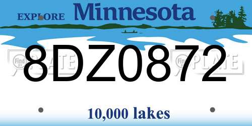 8DZ0872 Minnesota License Plate