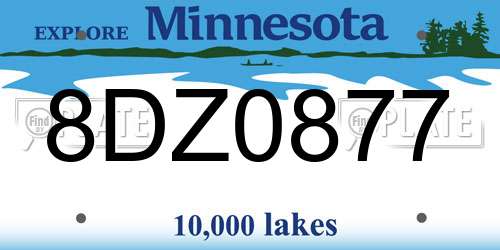 8DZ0877 Minnesota License Plate