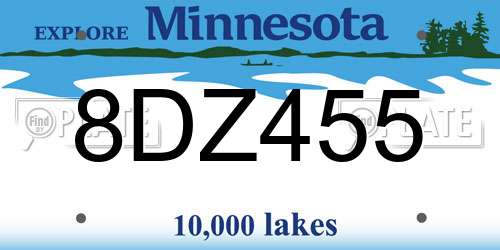 8DZ455 Minnesota License Plate