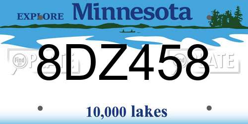 8DZ458 Minnesota License Plate