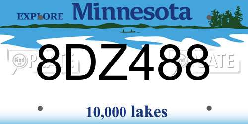 8DZ488 Minnesota License Plate
