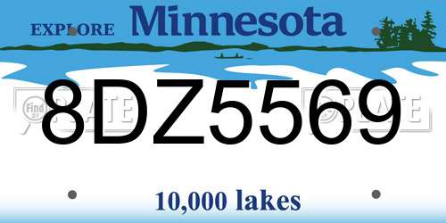 8DZ5569 Minnesota License Plate