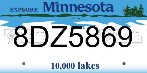 8DZ5869 Minnesota License Plate