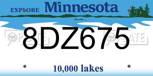 8DZ675 Minnesota License Plate