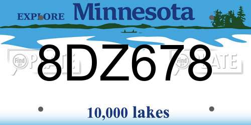 8DZ678 Minnesota License Plate