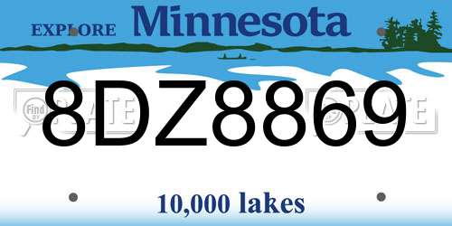8DZ8869 Minnesota License Plate