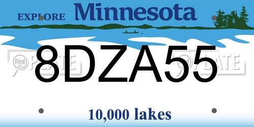 8DZA55 Minnesota License Plate