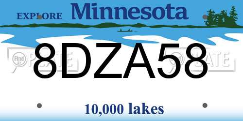 8DZA58 Minnesota License Plate