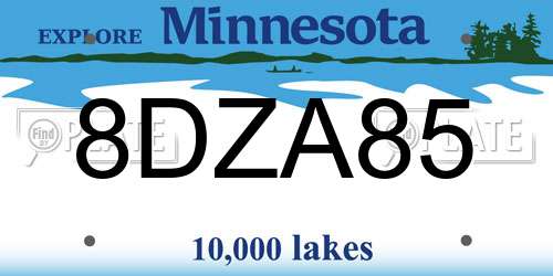 8DZA85 Minnesota License Plate