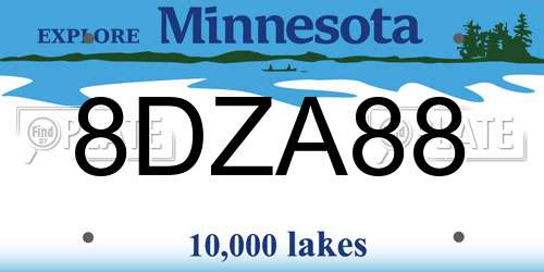 8DZA88 Minnesota License Plate