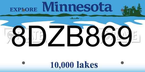 8DZB869 Minnesota License Plate