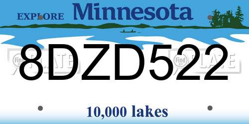 8DZD522 Minnesota License Plate